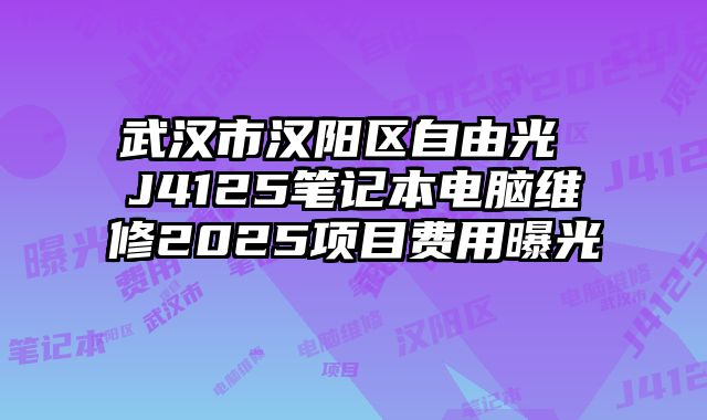 武漢市漢陽區自由光 J4125筆記本電腦維修2025項目費用曝光