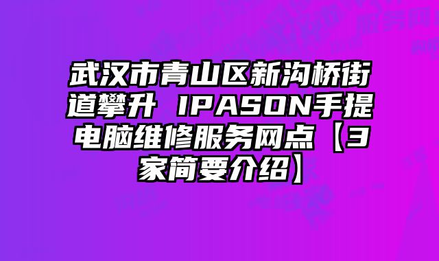 武漢市青山區新溝橋街道攀升 IPASON手提電腦維修服務網點【3家簡要介紹】