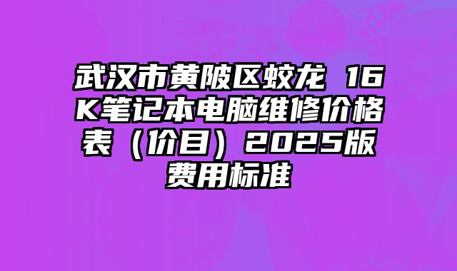 武漢市黃陂區蛟龍 16K筆記本電腦維修價格表（價目）2025版費用標準