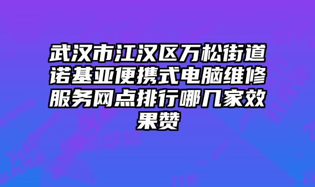 武漢市江漢區(qū)萬(wàn)松街道諾基亞便攜式電腦維修服務(wù)網(wǎng)點(diǎn)排行哪幾家效果贊