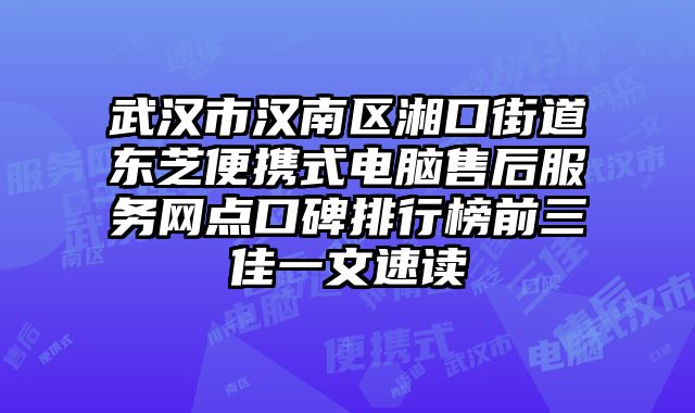 武漢市漢南區湘口街道東芝便攜式電腦售后服務網點口碑排行榜前三佳一文速讀