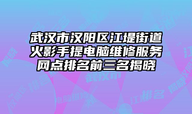 武漢市漢陽區江堤街道火影手提電腦維修服務網點排名前三名揭曉