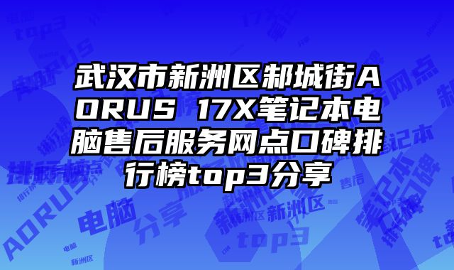 武漢市新洲區邾城街AORUS 17X筆記本電腦售后服務網點口碑排行榜top3分享