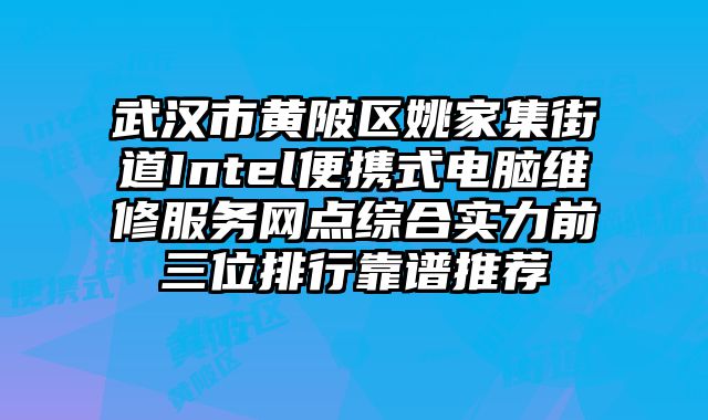 武漢市黃陂區姚家集街道Intel便攜式電腦維修服務網點綜合實力前三位排行靠譜推薦