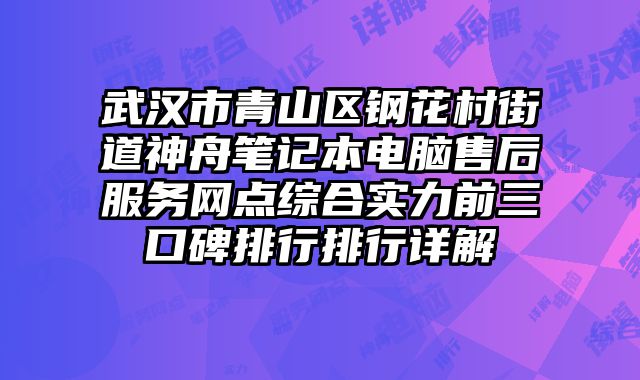 武漢市青山區(qū)鋼花村街道神舟筆記本電腦售后服務網點綜合實力前三口碑排行排行詳解