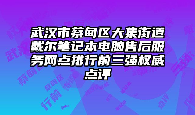 武漢市蔡甸區大集街道戴爾筆記本電腦售后服務網點排行前三強權威點評