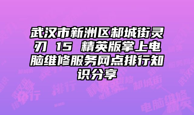 武漢市新洲區邾城街靈刃 15 精英版掌上電腦維修服務網點排行知識分享