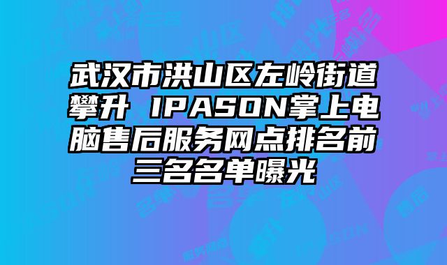 武漢市洪山區左嶺街道攀升 IPASON掌上電腦售后服務網點排名前三名名單曝光