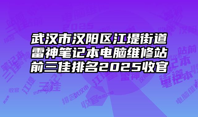 武漢市漢陽區江堤街道雷神筆記本電腦維修站前三佳排名2025收官