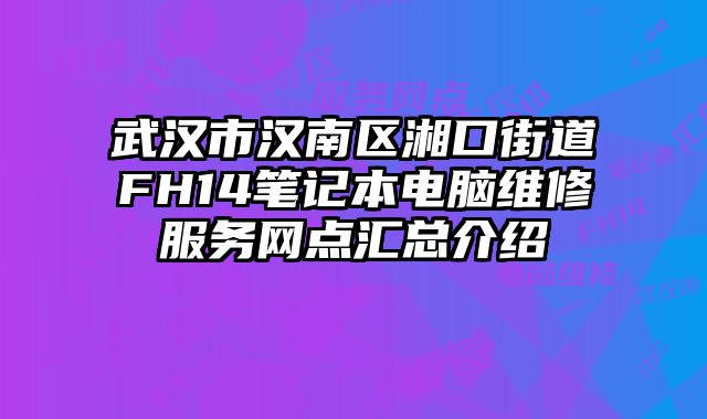 武漢市漢南區(qū)湘口街道FH14筆記本電腦維修服務(wù)網(wǎng)點(diǎn)匯總介紹