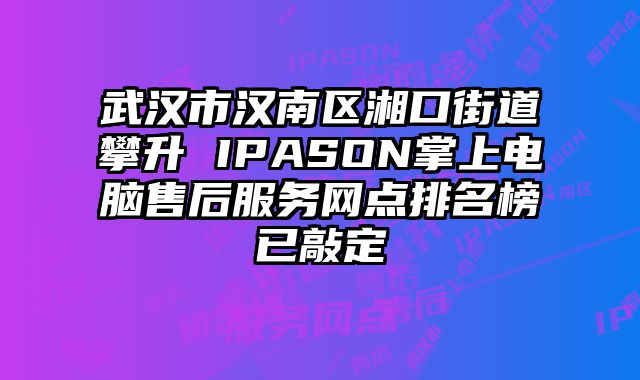 武漢市漢南區湘口街道攀升 IPASON掌上電腦售后服務網點排名榜已敲定