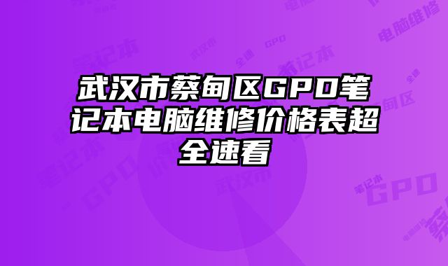 武漢市蔡甸區GPD筆記本電腦維修價格表超全速看