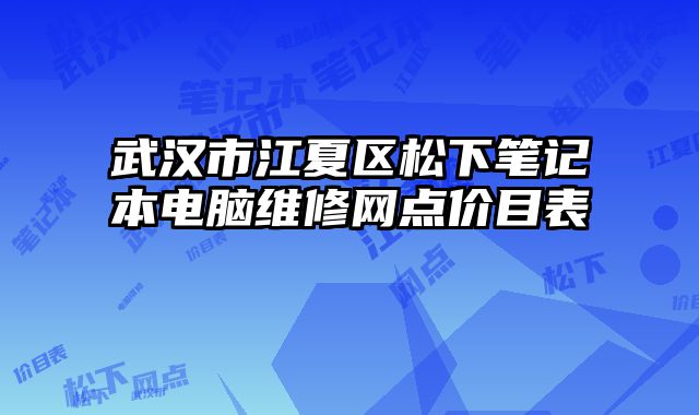 武漢市江夏區松下筆記本電腦維修網點價目表
