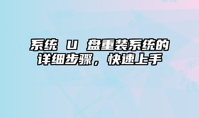 系統(tǒng) U 盤重裝系統(tǒng)的詳細(xì)步驟，快速上手
