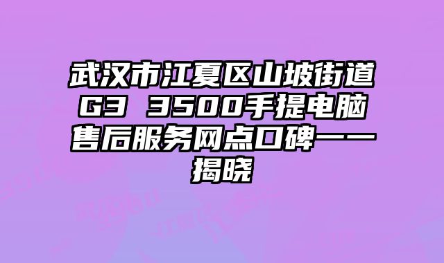 武漢市江夏區山坡街道G3 3500手提電腦售后服務網點口碑一一揭曉