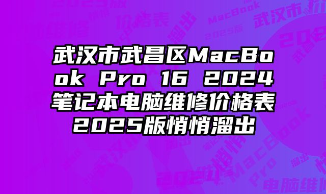 武漢市武昌區MacBook Pro 16 2024筆記本電腦維修價格表2025版悄悄溜出
