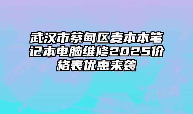 武漢市蔡甸區麥本本筆記本電腦維修2025價格表優惠來襲