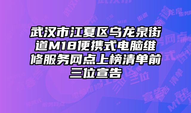 武漢市江夏區烏龍泉街道M18便攜式電腦維修服務網點上榜清單前三位宣告