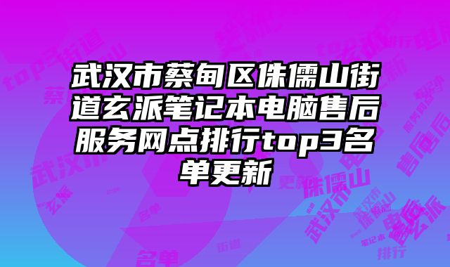 武漢市蔡甸區(qū)侏儒山街道玄派筆記本電腦售后服務(wù)網(wǎng)點(diǎn)排行top3名單更新