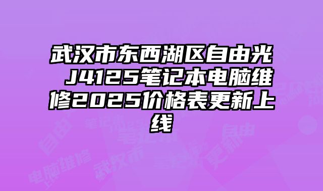 武漢市東西湖區自由光 J4125筆記本電腦維修2025價格表更新上線