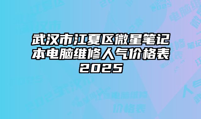 武漢市江夏區(qū)微星筆記本電腦維修人氣價格表2025