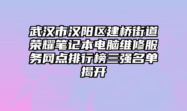武漢市漢陽區(qū)建橋街道榮耀筆記本電腦維修服務網(wǎng)點排行榜三強名單揭開