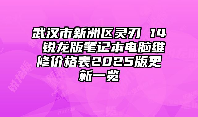 武漢市新洲區靈刃 14 銳龍版筆記本電腦維修價格表2025版更新一覽