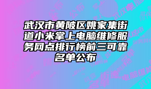 武漢市黃陂區姚家集街道小米掌上電腦維修服務網點排行榜前三可靠名單公布