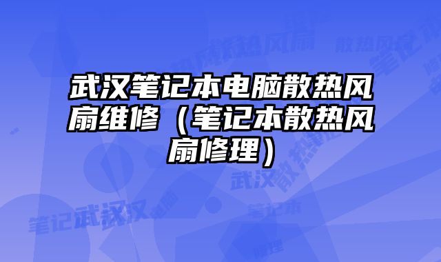 武漢筆記本電腦散熱風扇維修（筆記本散熱風扇修理）
