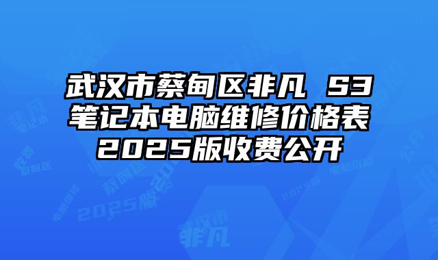 武漢市蔡甸區非凡 S3筆記本電腦維修價格表2025版收費公開