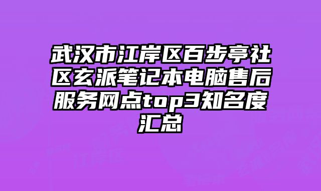 武漢市江岸區百步亭社區玄派筆記本電腦售后服務網點top3知名度匯總