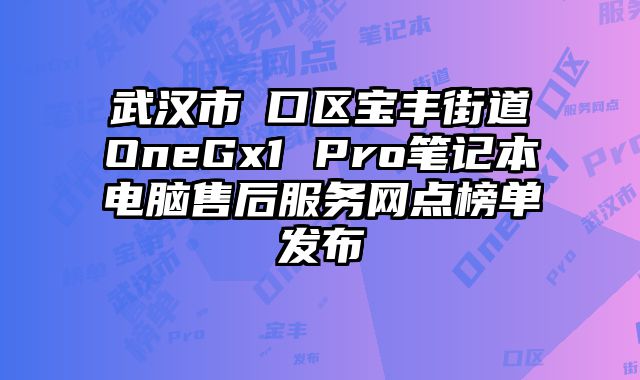 武漢市硚口區寶豐街道OneGx1 Pro筆記本電腦售后服務網點榜單發布