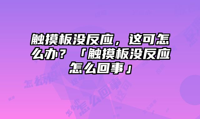觸摸板沒反應，這可怎么辦？「觸摸板沒反應怎么回事」