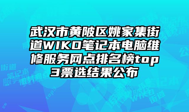 武漢市黃陂區姚家集街道WIKO筆記本電腦維修服務網點排名榜top3票選結果公布