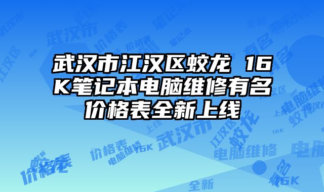 武漢市江漢區蛟龍 16K筆記本電腦維修有名價格表全新上線