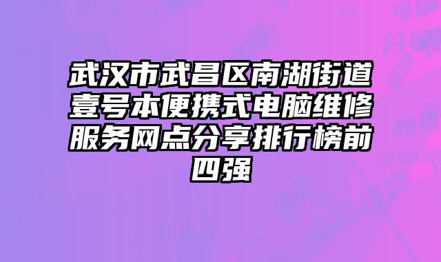 武漢市武昌區(qū)南湖街道壹號(hào)本便攜式電腦維修服務(wù)網(wǎng)點(diǎn)分享排行榜前四強(qiáng)