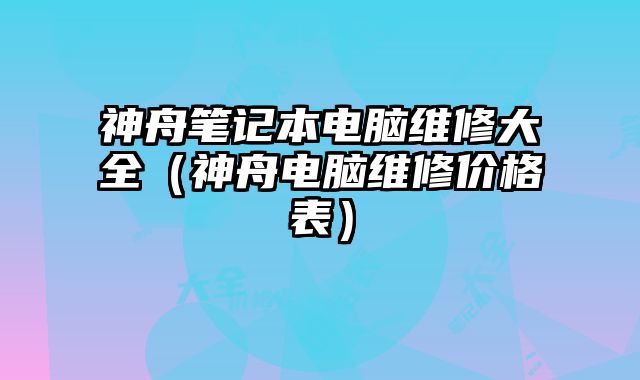 神舟筆記本電腦維修大全（神舟電腦維修價格表）