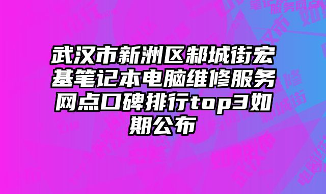 武漢市新洲區邾城街宏基筆記本電腦維修服務網點口碑排行top3如期公布