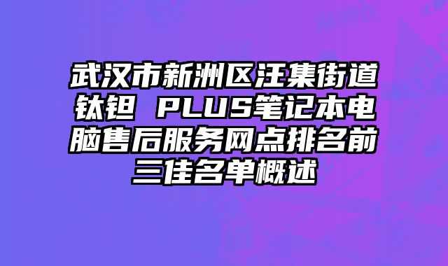 武漢市新洲區汪集街道鈦鉭 PLUS筆記本電腦售后服務網點排名前三佳名單概述