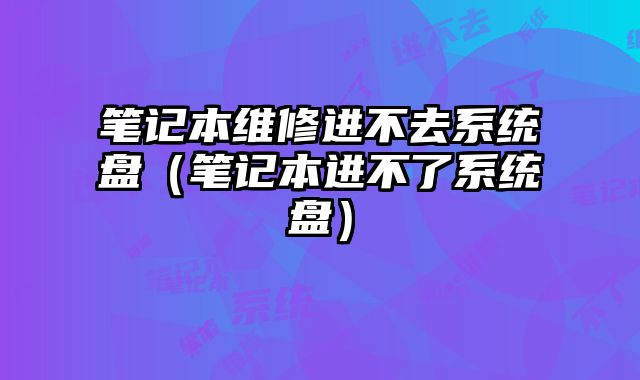 筆記本維修進不去系統盤（筆記本進不了系統盤）