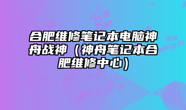 合肥維修筆記本電腦神舟戰神（神舟筆記本合肥維修中心）
