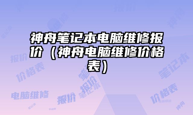 神舟筆記本電腦維修報價（神舟電腦維修價格表）