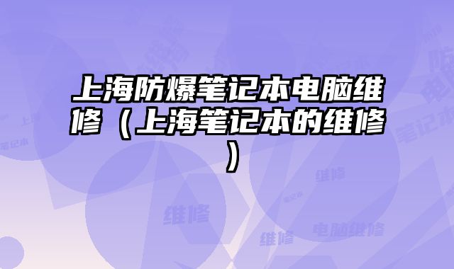 上海防爆筆記本電腦維修（上海筆記本的維修）