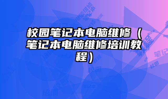 校園筆記本電腦維修（筆記本電腦維修培訓(xùn)教程）