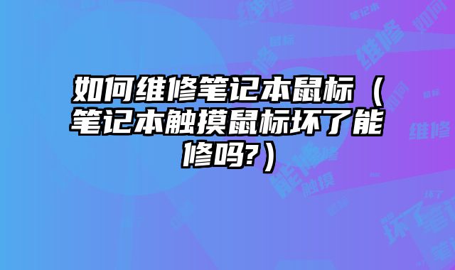 如何維修筆記本鼠標（筆記本觸摸鼠標壞了能修嗎?）