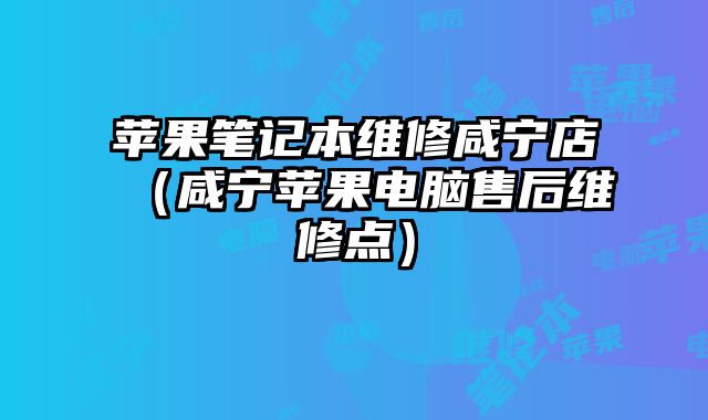 蘋果筆記本維修咸寧店（咸寧蘋果電腦售后維修點）
