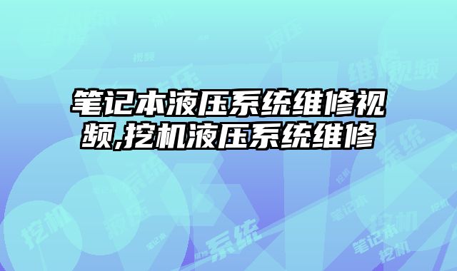 筆記本液壓系統維修視頻,挖機液壓系統維修