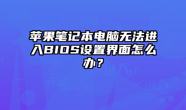 蘋果筆記本電腦無法進入BIOS設置界面怎么辦？